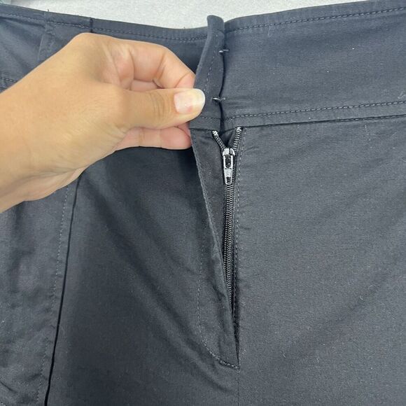 ST. JOHN Pants Size 14 Black High rise Wide Leg Rolled Cuff Carpenter - Picture 7 of 16